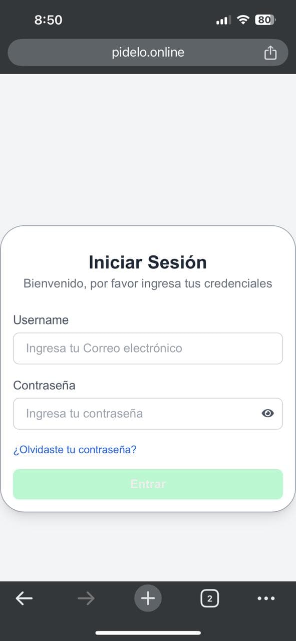 Pantalla de inicio de sesión